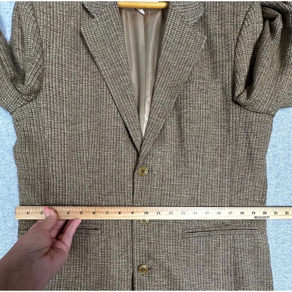 The Territory Ahead Silk Blazer Mens 40R Brown 3-Button Tweed Sport Coat